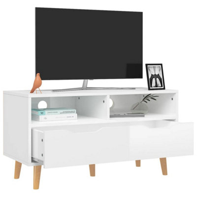 Berkfield TV Cabinet High Gloss White 90x40x48.5 cm Engineered Wood