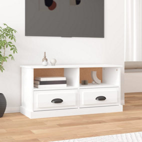 Berkfield TV Cabinet High Gloss White 93x35.5x45 cm Engineered Wood