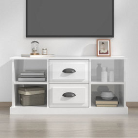 Berkfield TV Cabinet High Gloss White 99.5x35.5x48 cm Engineered Wood