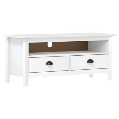 Berkfield TV Cabinet Hill Range White 110x40x47 cm Solid Pine Wood