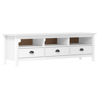 Berkfield TV Cabinet Hill Range White 158x40x47 cm Solid Pine Wood