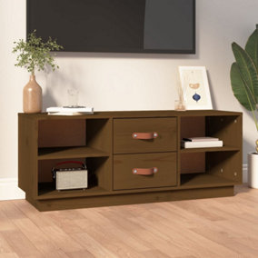 Berkfield TV Cabinet Honey Brown 100x34x40 cm Solid Wood Pine