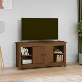 Berkfield TV Cabinet Honey Brown 103x36,5x52 cm Solid Wood Pine