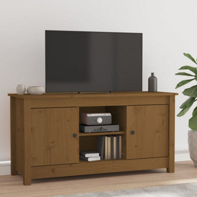 Berkfield TV Cabinet Honey Brown 103x36.5x52 cm Solid Wood Pine