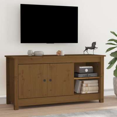 Berkfield TV Cabinet Honey Brown 103x36.5x52 cm Solid Wood Pine