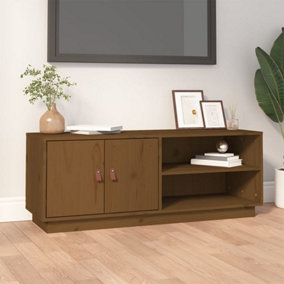 Berkfield TV Cabinet Honey Brown 105x34x40 cm Solid Wood Pine