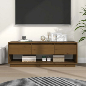 Berkfield TV Cabinet Honey Brown 110.5x34x40 cm Solid Wood Pine
