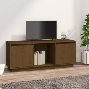 Berkfield TV Cabinet Honey Brown 110.5x35x44 cm Solid Wood Pine