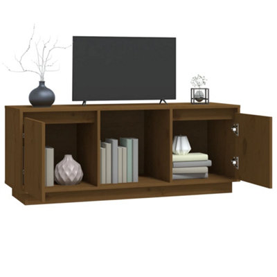Berkfield TV Cabinet Honey Brown 110.5x35x44 cm Solid Wood Pine