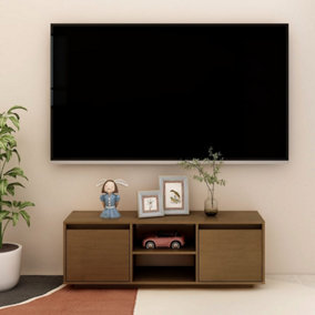 Berkfield TV Cabinet Honey Brown 110x30x40 cm Solid Pinewood