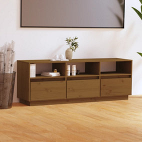 Berkfield TV Cabinet Honey Brown 140x37x50 cm Solid Wood Pine