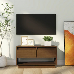 Berkfield TV Cabinet Honey Brown 74x34x40 cm Solid Wood Pine