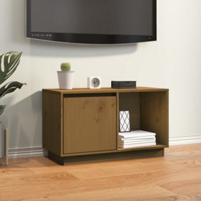 Berkfield TV Cabinet Honey Brown 74x35x44 cm Solid Wood Pine