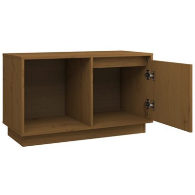 Berkfield TV Cabinet Honey Brown 74x35x44 cm Solid Wood Pine