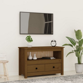 Berkfield TV Cabinet Honey Brown 79x35x52 cm Solid Wood Pine