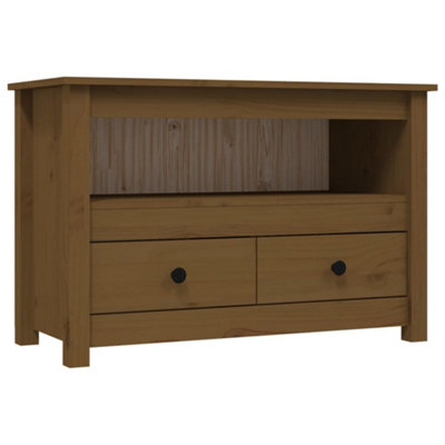 Berkfield TV Cabinet Honey Brown 79x35x52 cm Solid Wood Pine