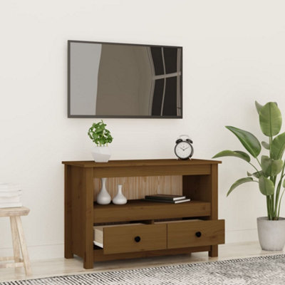 Berkfield TV Cabinet Honey Brown 79x35x52 cm Solid Wood Pine
