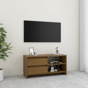 Berkfield TV Cabinet Honey Brown 80x31x39 cm Solid Pinewood