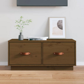Berkfield TV Cabinet Honey Brown 80x34x35 cm Solid Wood Pine