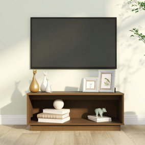 Berkfield TV Cabinet Honey Brown 90x35x35 cm Solid Wood Pine