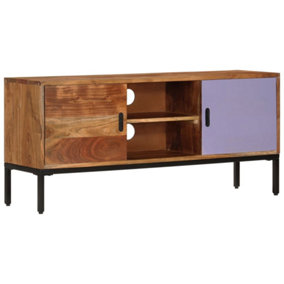 Berkfield TV Cabinet Honey Brown and Grey 110x30x50 cm Solid Wood Acacia