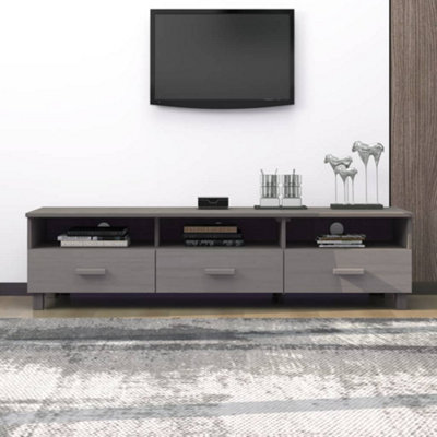 Berkfield TV Cabinet Light Grey 158x40x40 cm Solid Wood Pine