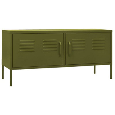 Berkfield TV Cabinet Olive Green 105x35x50 cm Steel