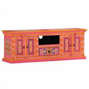 Berkfield TV Cabinet Pink 110x30x40 cm Solid Wood Mango