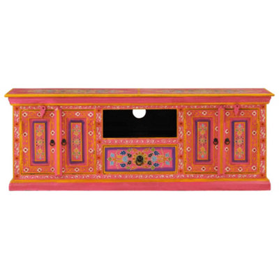 Berkfield TV Cabinet Pink 110x30x40 cm Solid Wood Mango