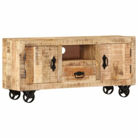 Berkfield TV Cabinet Rough Mango Wood 110x30x50 cm