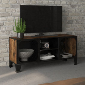 Berkfield TV Cabinet Rustic Brown 105x36x47 cm Metal and MDF