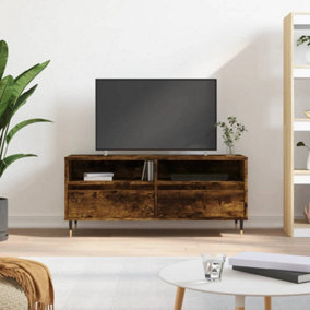 Berkfield TV Cabinet Smoked Oak 100x34.5x44.5 cm Engineered Wood