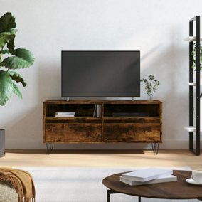 Berkfield TV Cabinet Smoked Oak 100x34.5x44.5 cm Engineered Wood