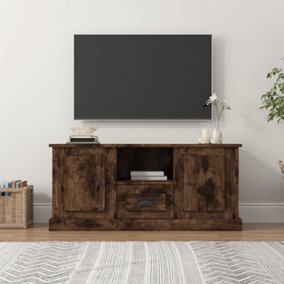 Berkfield TV Cabinet Smoked Oak 100x35.5x45 cm Engineered Wood