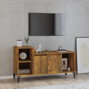 Berkfield TV Cabinet Smoked Oak 100x35x55 cm Engineered Wood
