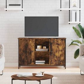 Berkfield TV Cabinet Smoked Oak 100x35x65 cm Engineered Wood