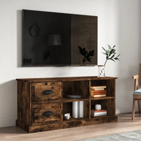 Berkfield TV Cabinet Smoked Oak 102x35.5x47.5 cm Engineered Wood