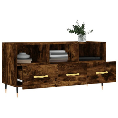Berkfield TV Cabinet Smoked Oak 102x36x50 cm Engineered Wood