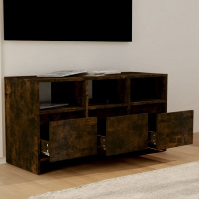 Berkfield TV Cabinet Smoked Oak 102x37.5x52.5 cm Engineered Wood