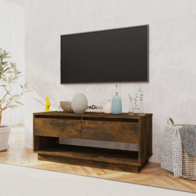 Berkfield TV Cabinet Smoked Oak 102x41x44 cm Engineered Wood
