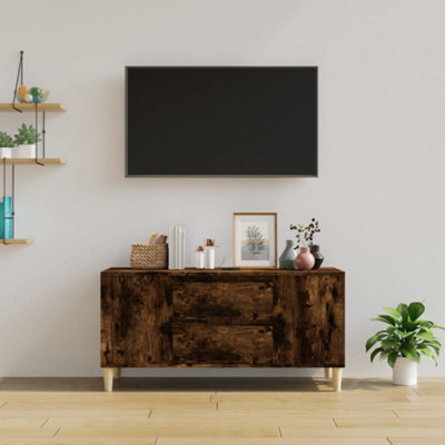 Berkfield TV Cabinet Smoked Oak 102x44.5x50 cm Engineered Wood