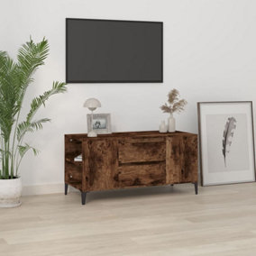 Berkfield TV Cabinet Smoked Oak 102x44.5x50 cm Engineered Wood