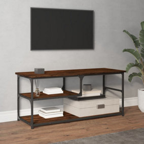 Berkfield TV Cabinet Smoked Oak 103x38x46.5 cm Engineered Wood and Steel