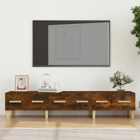 Berkfield TV Cabinet Smoked Oak 150x34.5x30 cm Engineered Wood