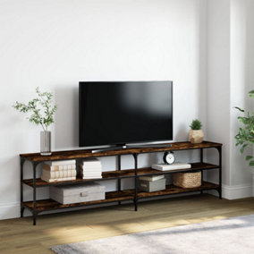 Berkfield TV Cabinet Smoked Oak 180x30x50 cm Engineered Wood and Metal
