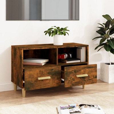 Berkfield TV Cabinet Smoked Oak 80x36x50 cm Engineered Wood