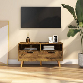 Berkfield TV Cabinet Smoked Oak 90x40x48.5 cm Engineered Wood
