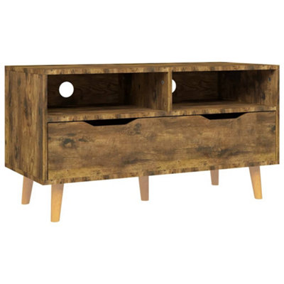Berkfield TV Cabinet Smoked Oak 90x40x48.5 cm Engineered Wood