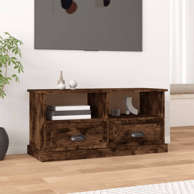 Berkfield TV Cabinet Smoked Oak 93x35.5x45 cm Engineered Wood