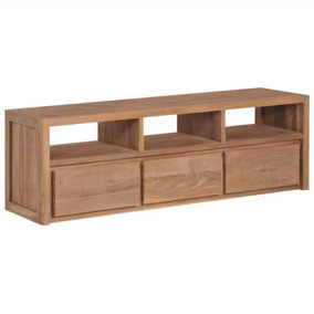 Berkfield TV Cabinet Solid Teak Wood with Natural Finish 120x30x40 cm